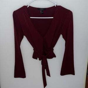 Maroon Bell Sleeve Top